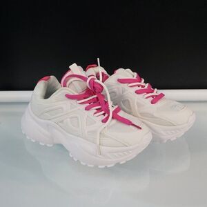 Shein Womens Lace Up Chunky Sneakers Sz 40 White Plum